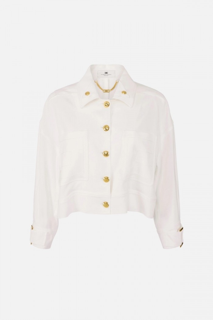 CABAN IN GABARDINE CON BOTTONI GIOIELLO ELISABETTA FRANCHI