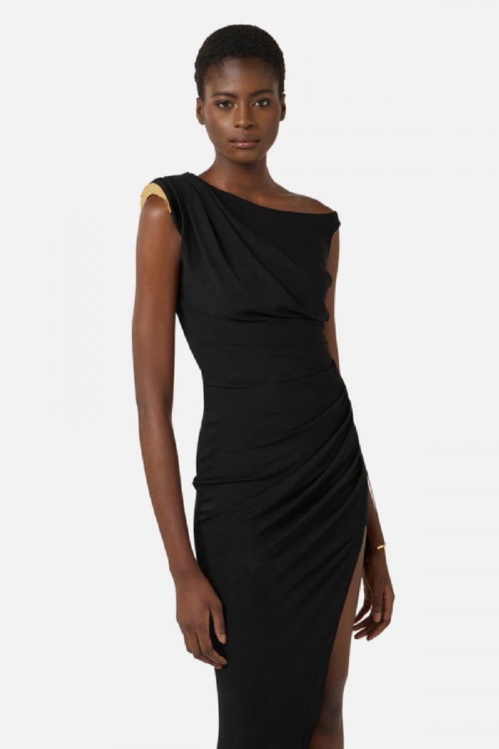 ABITO IN JERSEY CREPE CON SPALLINA GIOIELLO ELISABETTA FRANCHI