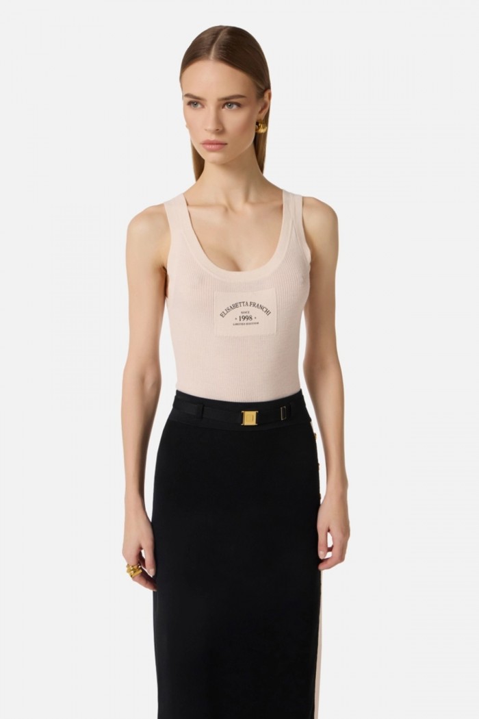 TOP IN MAGLIA CON LOGO ELISABETTA FRANCHI