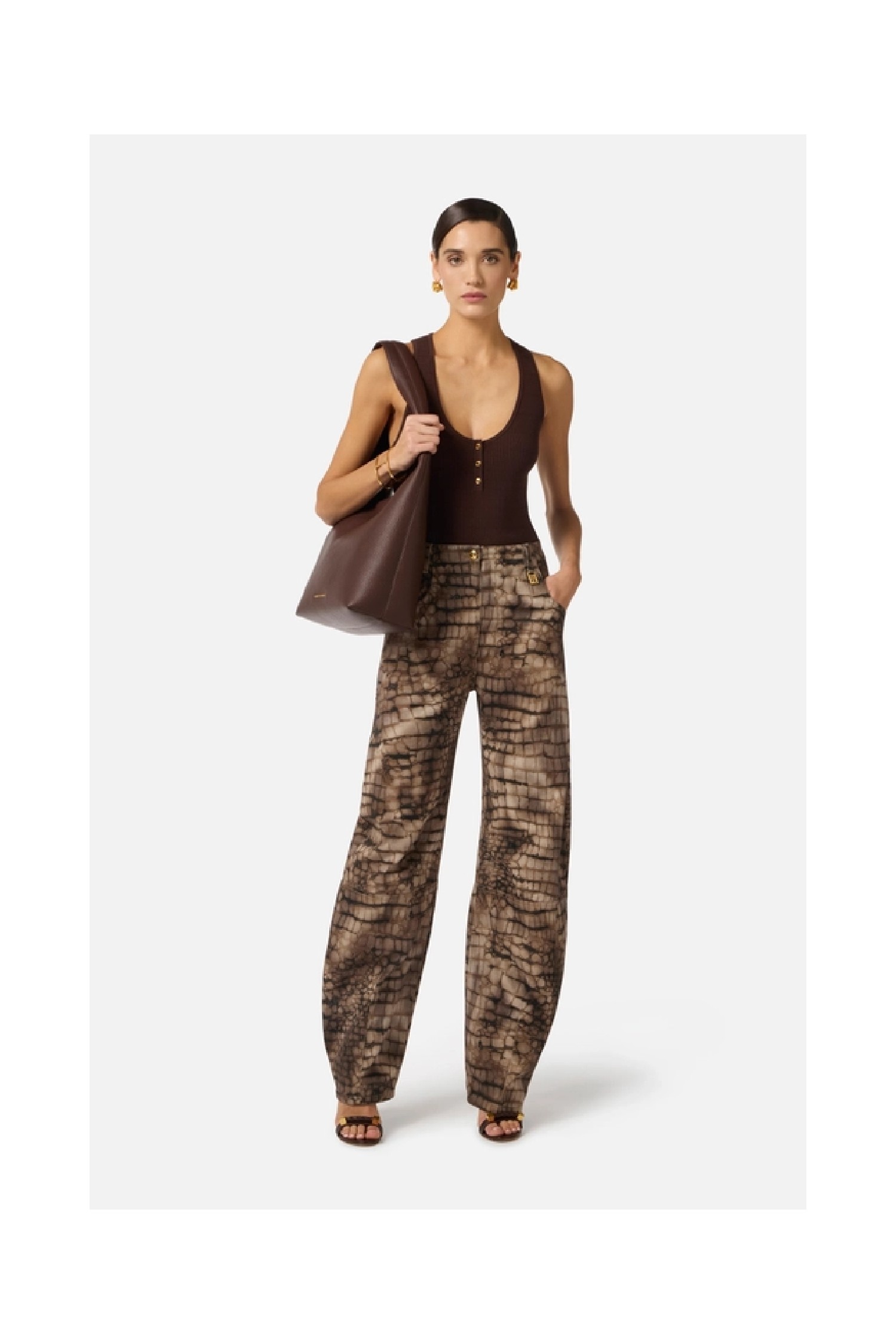  JEANS IN DRILL CON STAMPA ALLIGATORE ELISABETTA FRANCHI