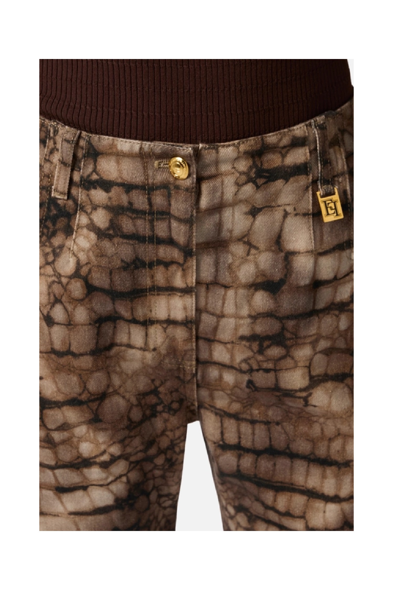  JEANS IN DRILL CON STAMPA ALLIGATORE ELISABETTA FRANCHI