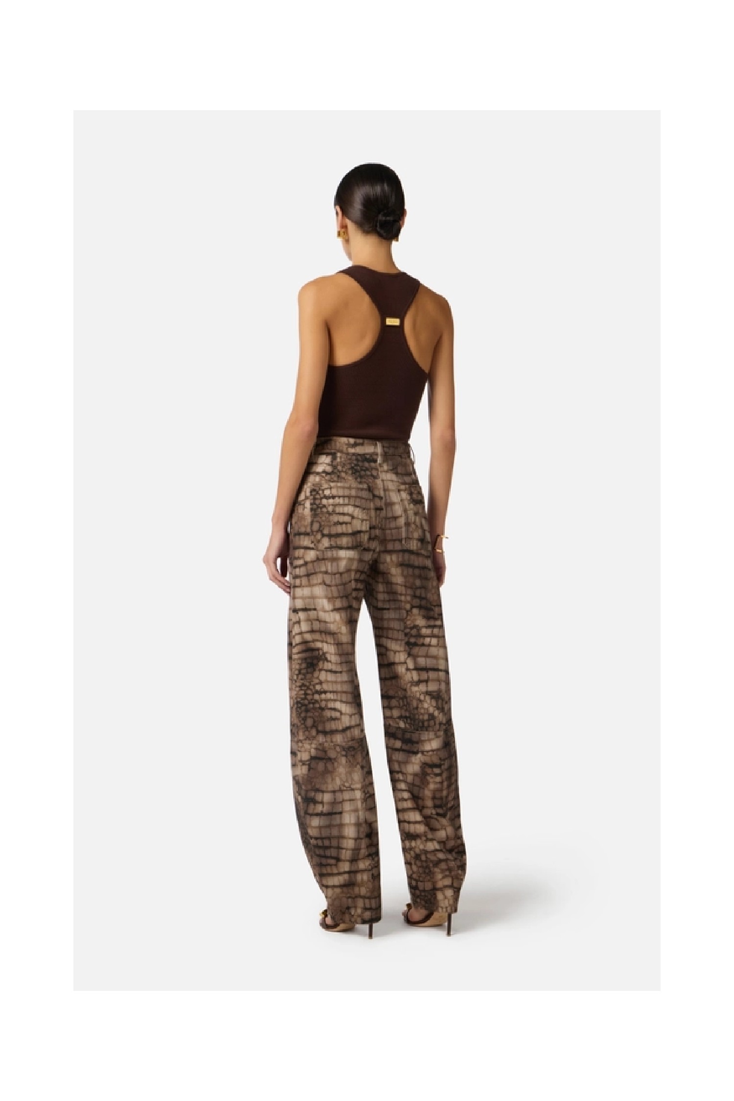  JEANS IN DRILL CON STAMPA ALLIGATORE ELISABETTA FRANCHI