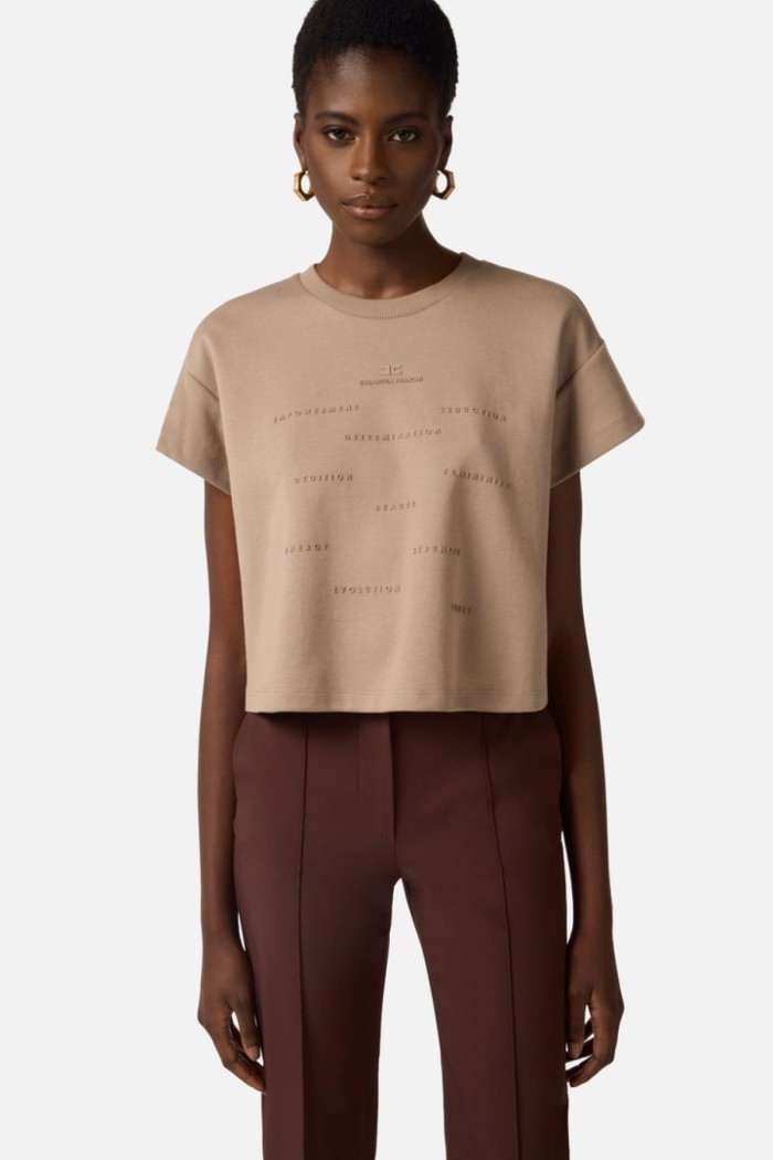T SHIRT IN JERSEY CON STAMPA LETTERING ELISABETTA FRANCHI