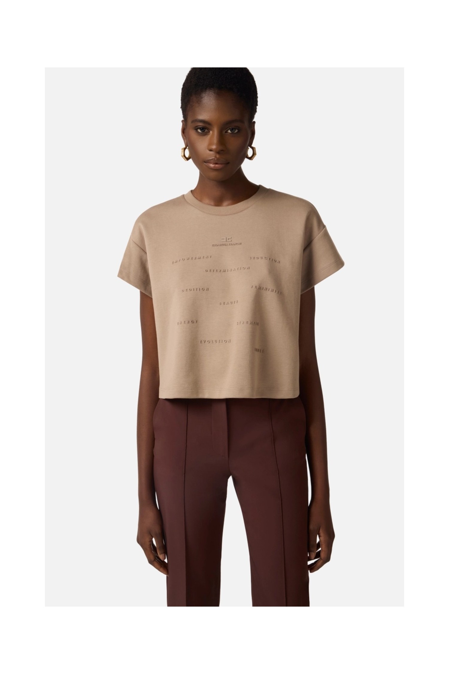 T SHIRT IN JERSEY CON STAMPA LETTERING ELISABETTA FRANCHI