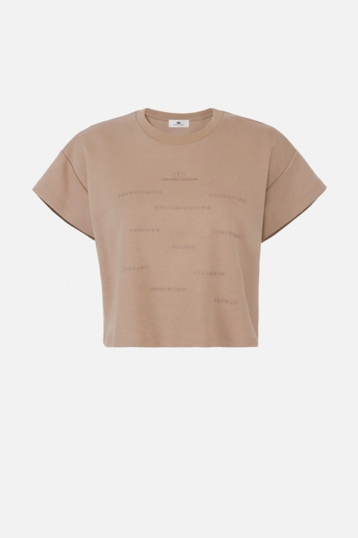 T SHIRT IN JERSEY CON STAMPA LETTERING ELISABETTA FRANCHI