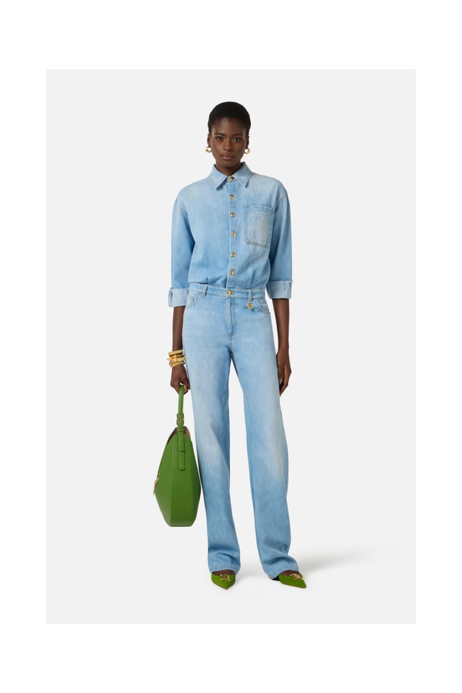 TUTA IN DENIM CON DETTAGLIO LETTERING ELISABETTA FRANCHI