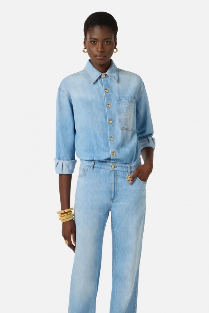 TUTA IN DENIM CON DETTAGLIO LETTERING ELISABETTA FRANCHI