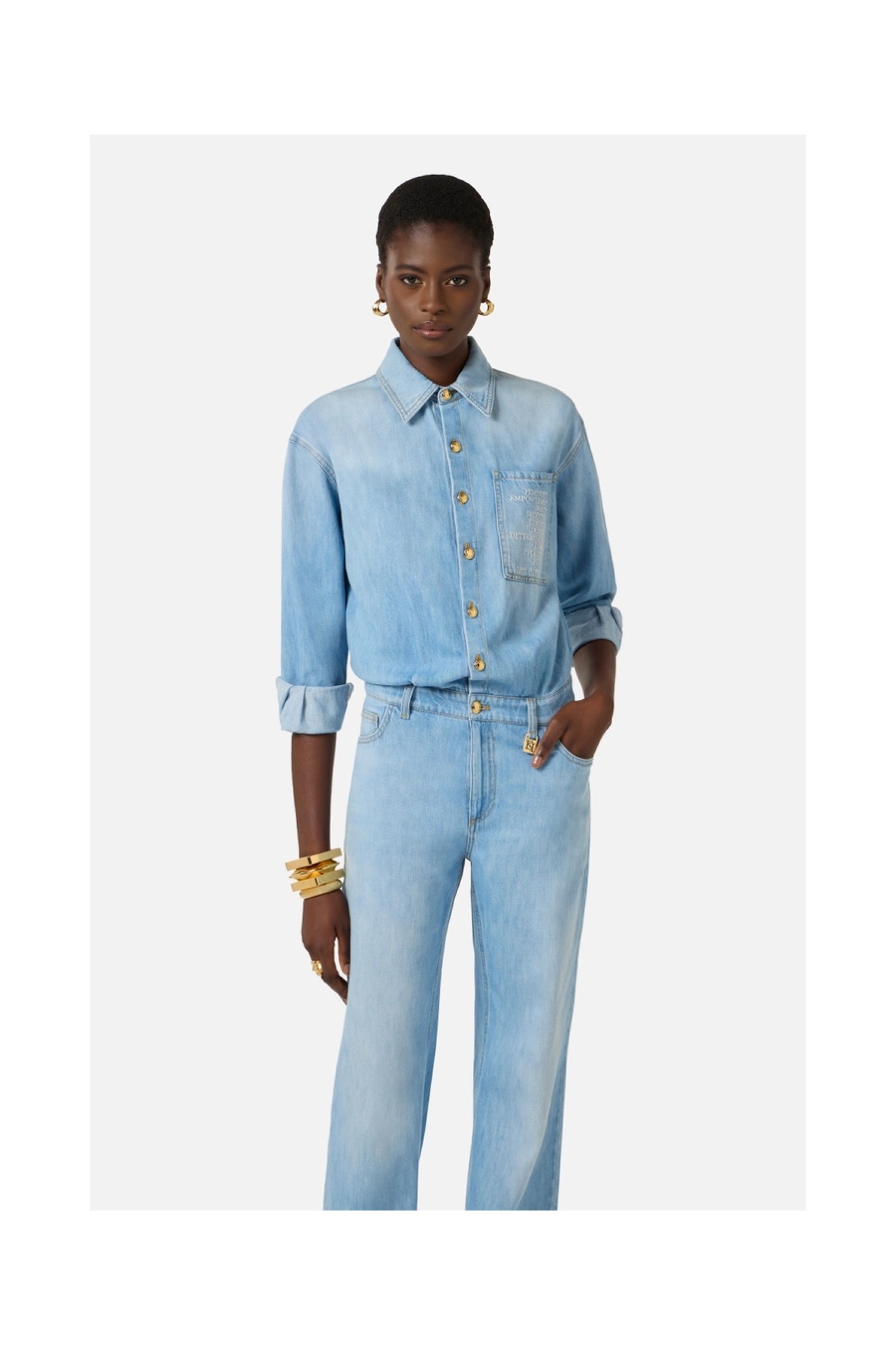 TUTA IN DENIM CON DETTAGLIO LETTERING ELISABETTA FRANCHI