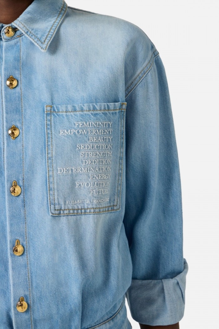 TUTA IN DENIM CON DETTAGLIO LETTERING ELISABETTA FRANCHI