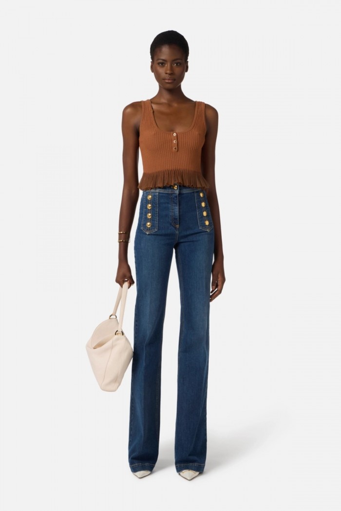 JEANS A PALAZZO CON BOTTONI ELISABETTA FRANCHI