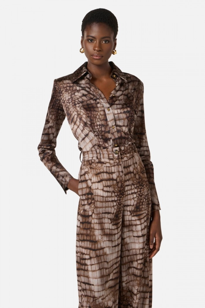 CAMICIA IN RASO CON STAMPA ALLIGATORE ELISABETTA FRANCHI