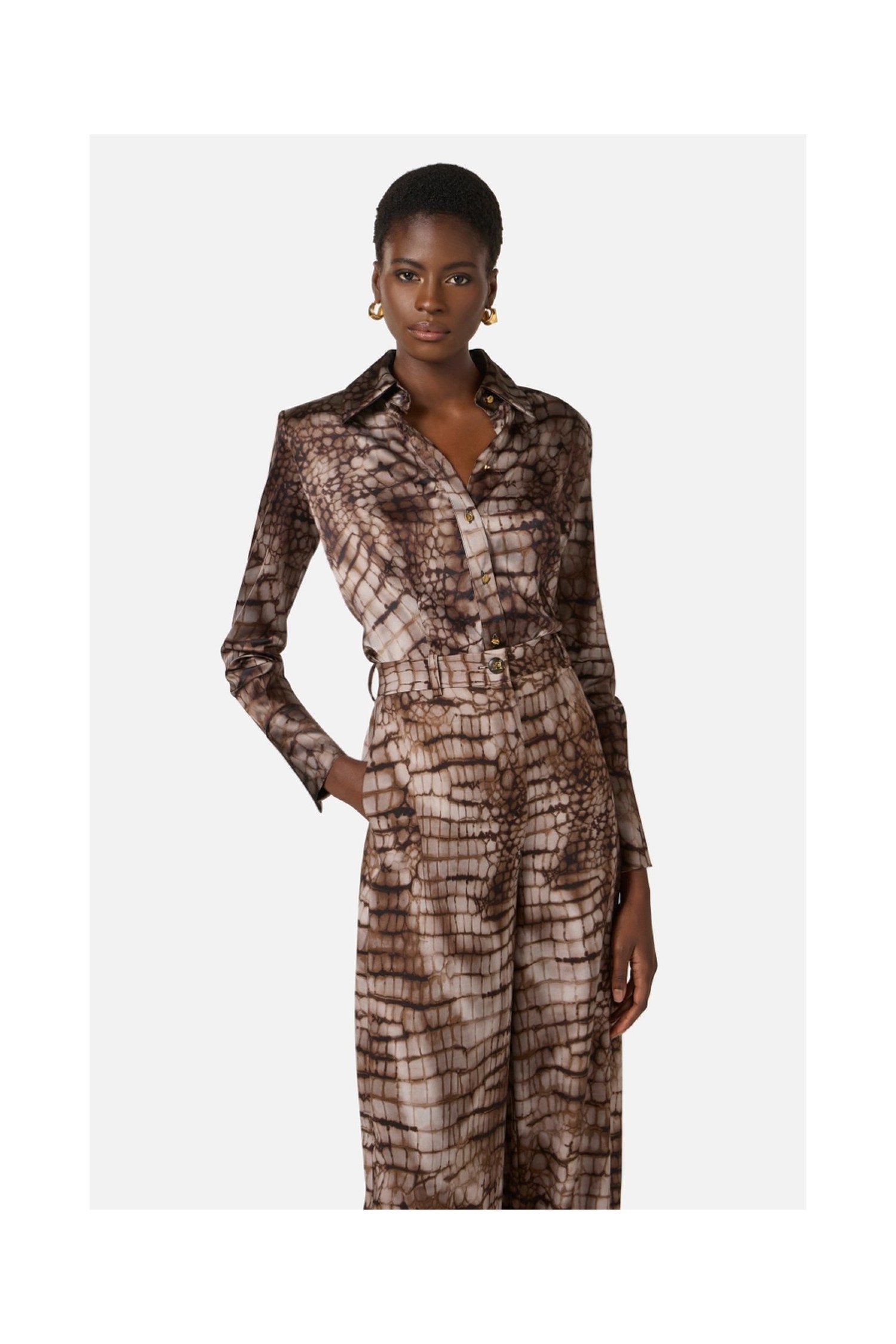 CAMICIA IN RASO CON STAMPA ALLIGATORE ELISABETTA FRANCHI