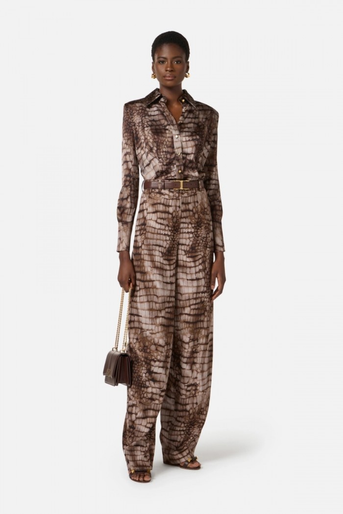 CAMICIA IN RASO CON STAMPA ALLIGATORE ELISABETTA FRANCHI