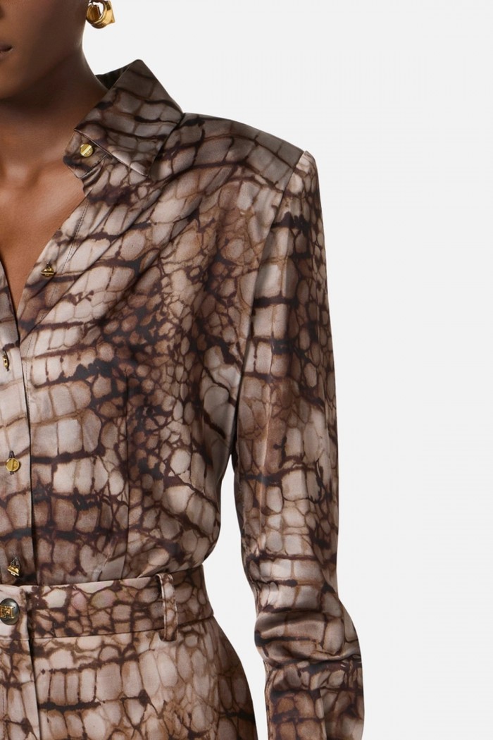 CAMICIA IN RASO CON STAMPA ALLIGATORE ELISABETTA FRANCHI