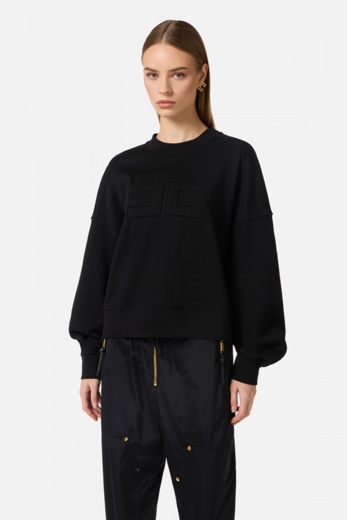 FELPA IN COTONE CON LOGO EMBOSSED ELISABETTA FRANCHI