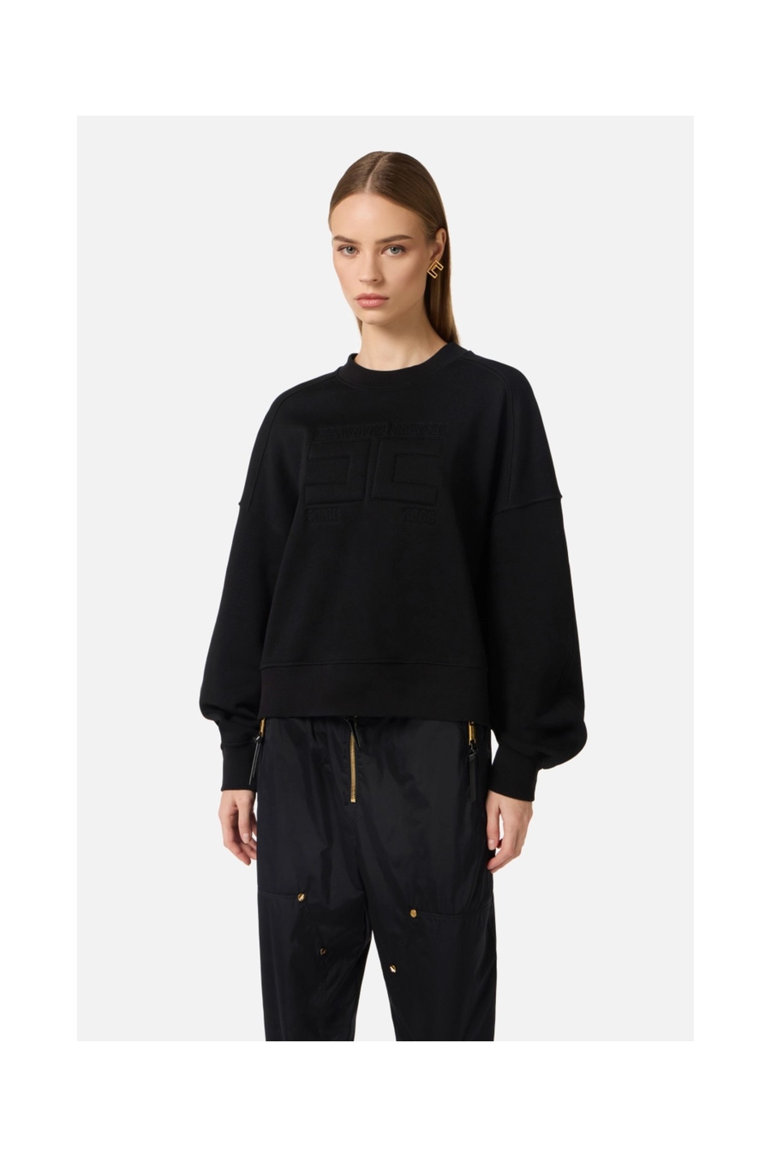 FELPA IN COTONE CON LOGO EMBOSSED ELISABETTA FRANCHI