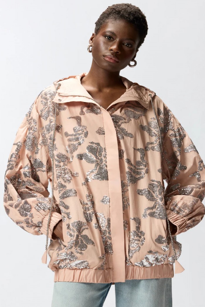  BOMBER CON RICAMO FLOREALE IN PAILLETTES PINKO