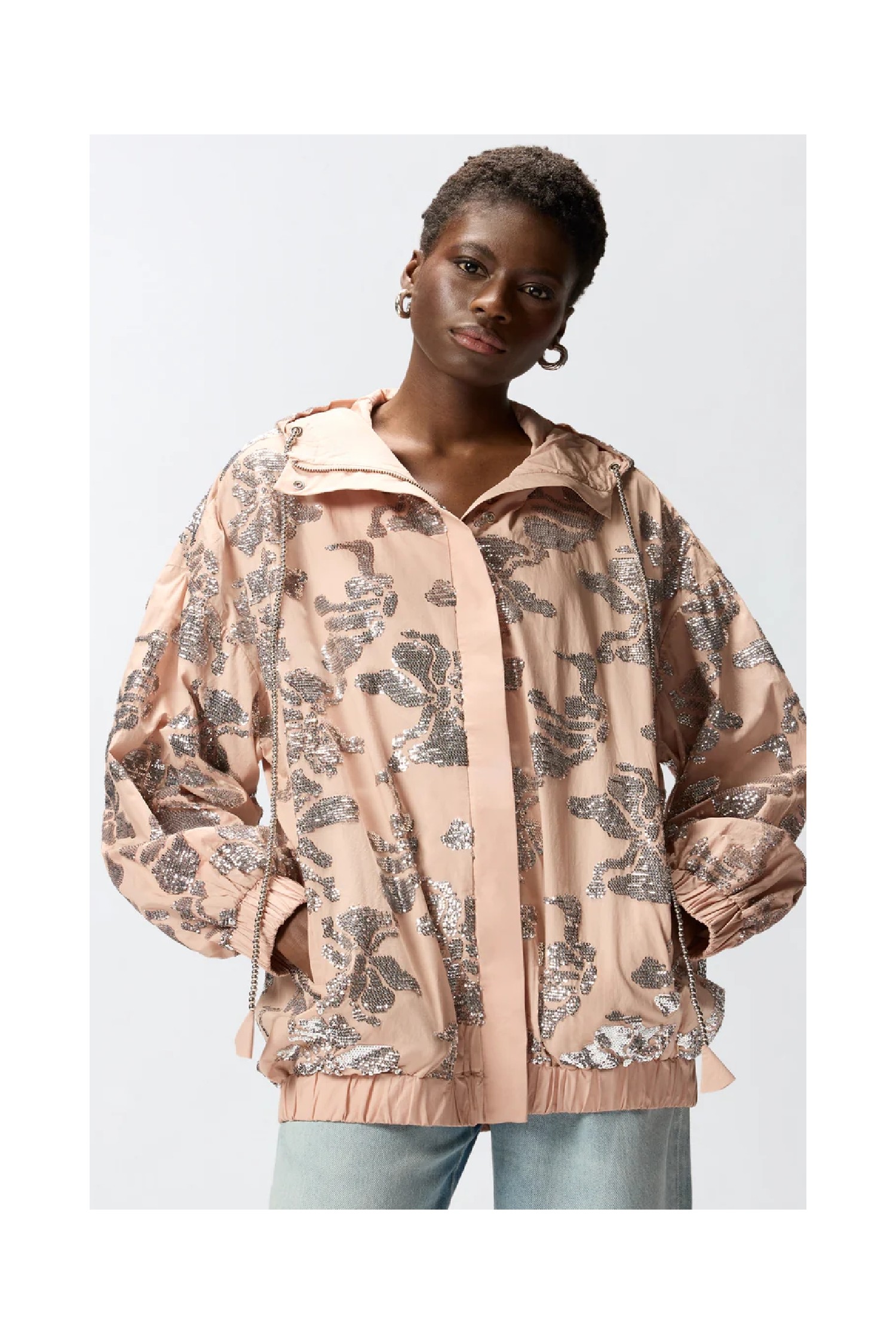  BOMBER CON RICAMO FLOREALE IN PAILLETTES PINKO