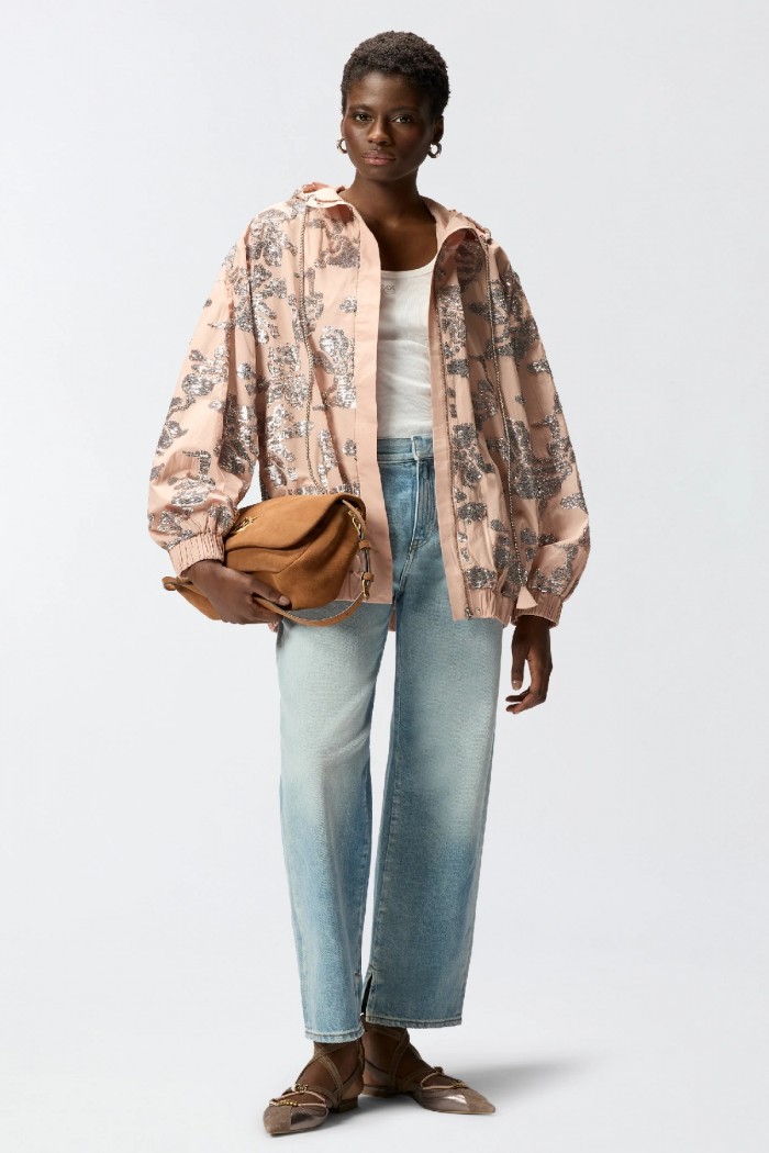  BOMBER CON RICAMO FLOREALE IN PAILLETTES PINKO