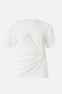 T-SHIRT CON DRAPPEGGIO E DETTAGLIO DORATO PINKO