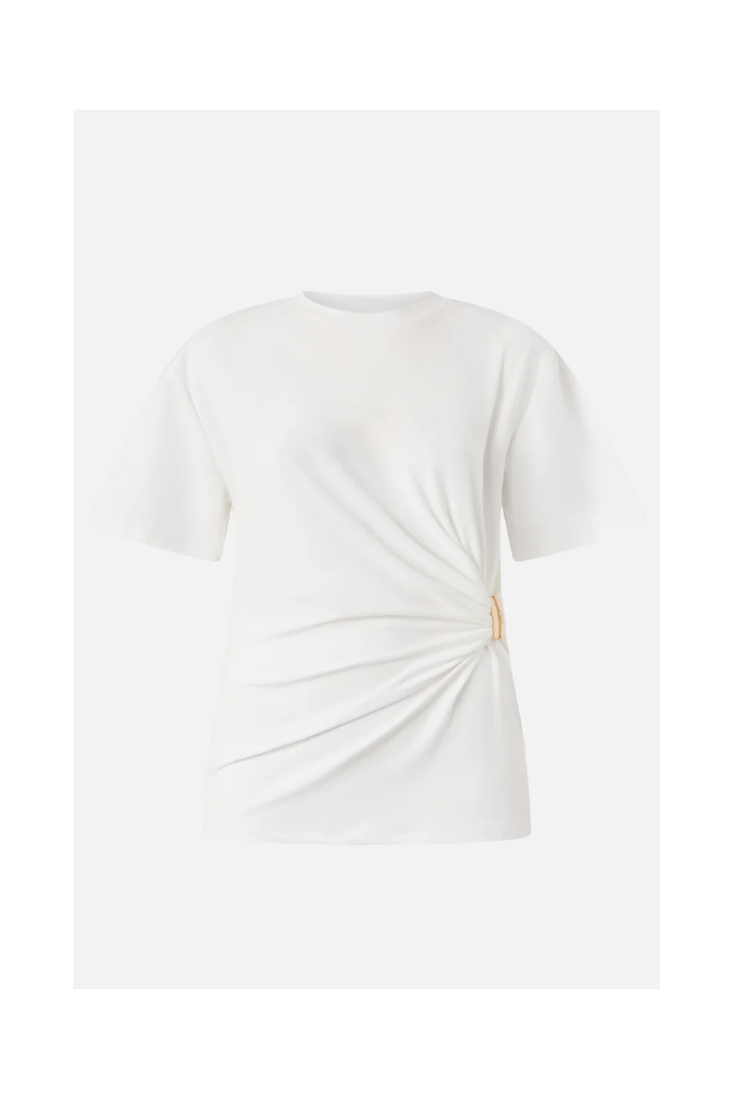 T-SHIRT CON DRAPPEGGIO E DETTAGLIO DORATO PINKO