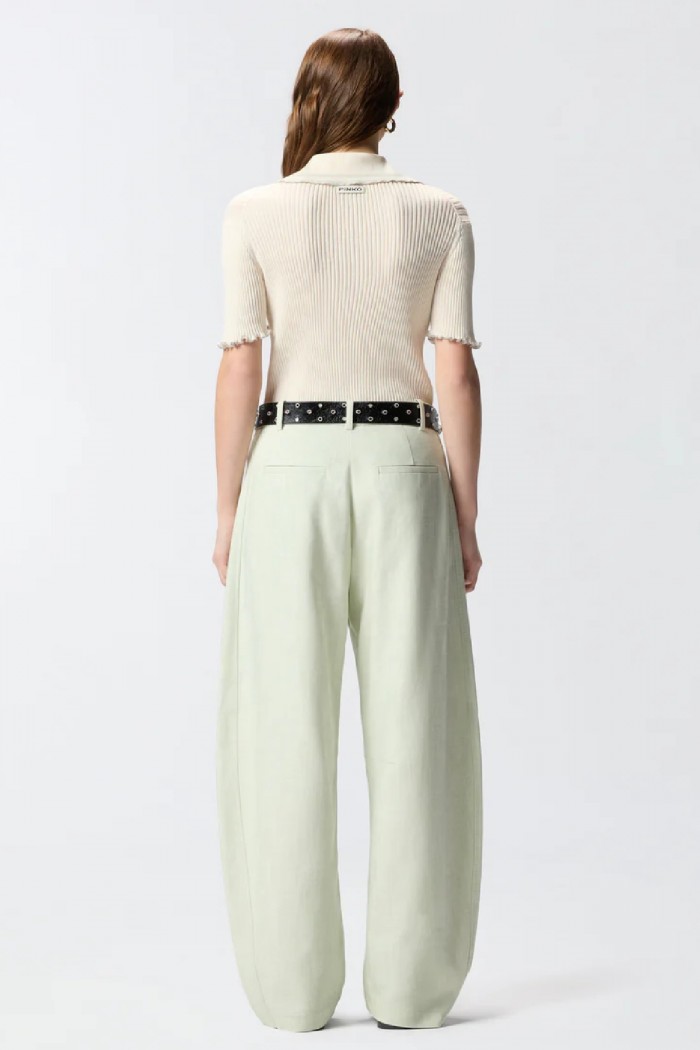 MAGLIA A COSTINE CON BORDO GIOIELLO PINKO