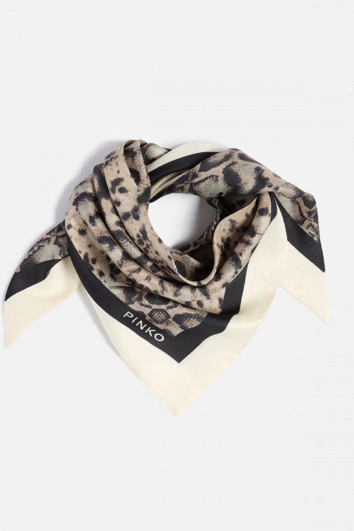 FOULARD TRIANGOLARE CON STAMPA SNAKE PINKO