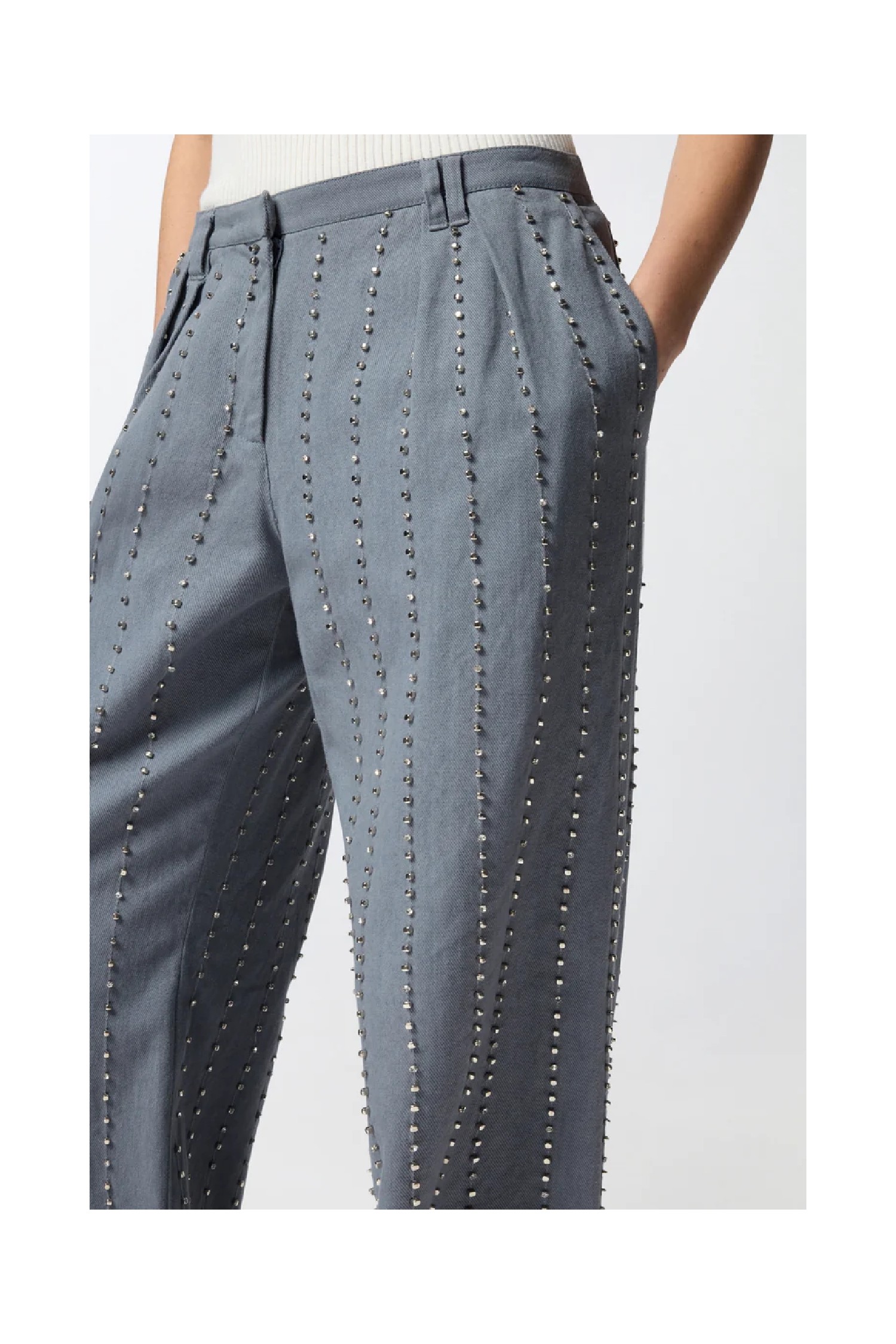 PANTALONI CON RIGHE GIOIELLO PINKO