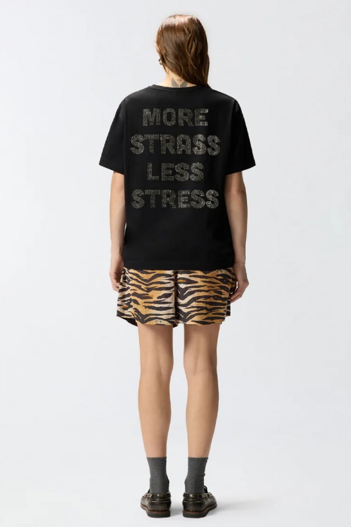 T-SHIRT MORE STRASS LESS STRESS  PINKO