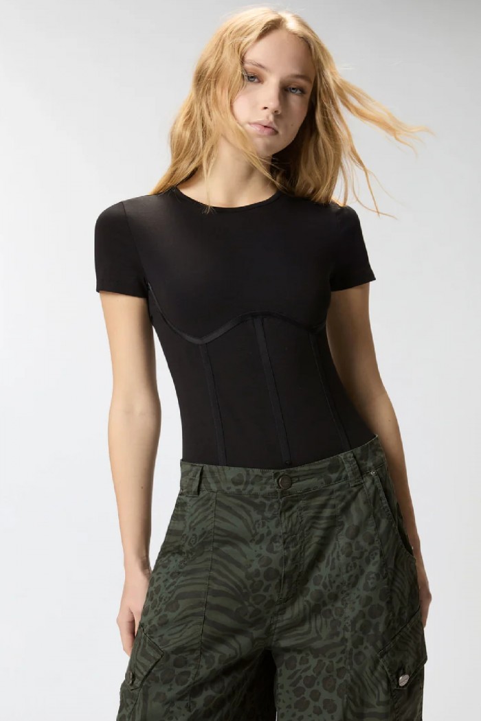  BODY BUSTIER A MANICHE CORTE  PINKO