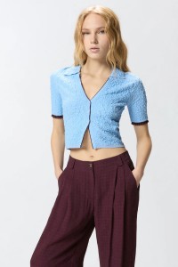 CARDIGAN CROPPED A POLO JACQUARD PINKO
