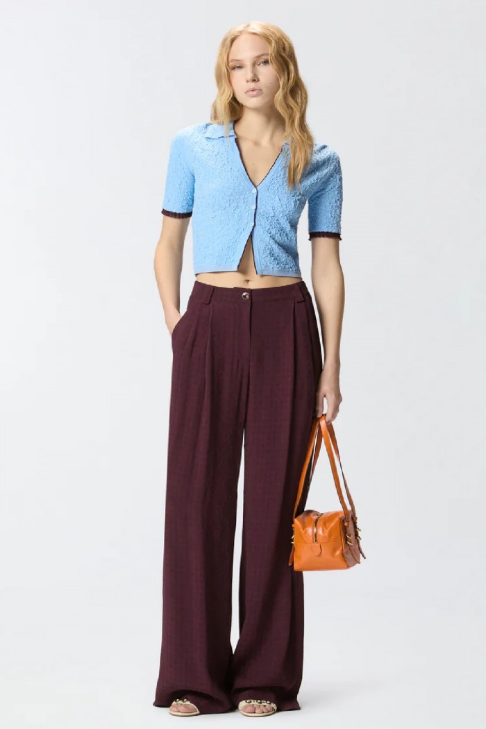 CARDIGAN CROPPED A POLO JACQUARD PINKO