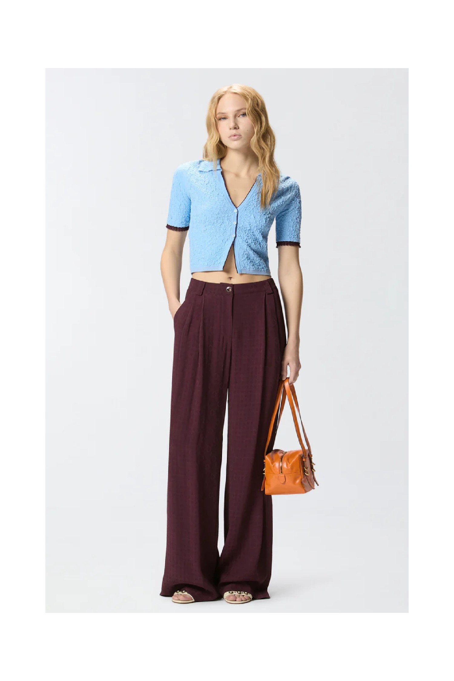 CARDIGAN CROPPED A POLO JACQUARD PINKO