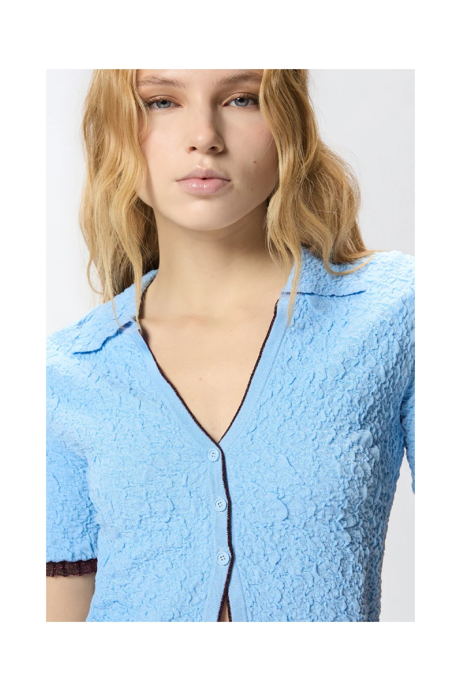 CARDIGAN CROPPED A POLO JACQUARD PINKO