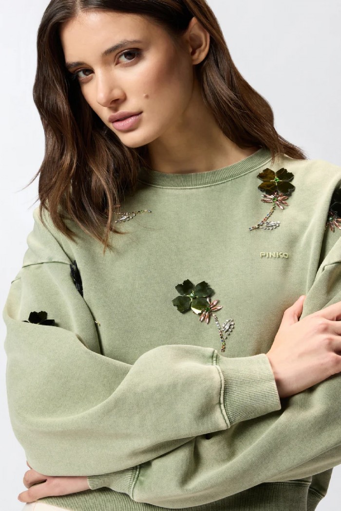 FELPA CON FIORI GIOIELLO PINKO