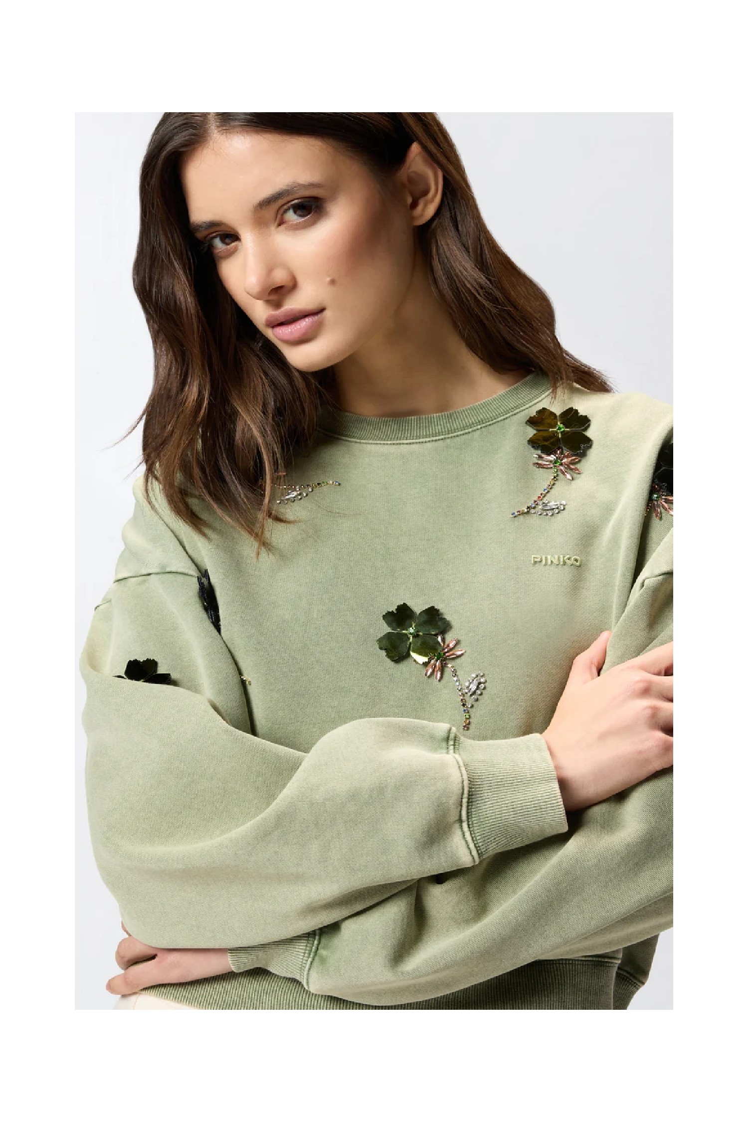 FELPA CON FIORI GIOIELLO PINKO