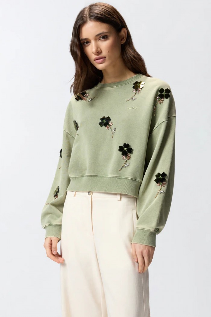 FELPA CON FIORI GIOIELLO PINKO