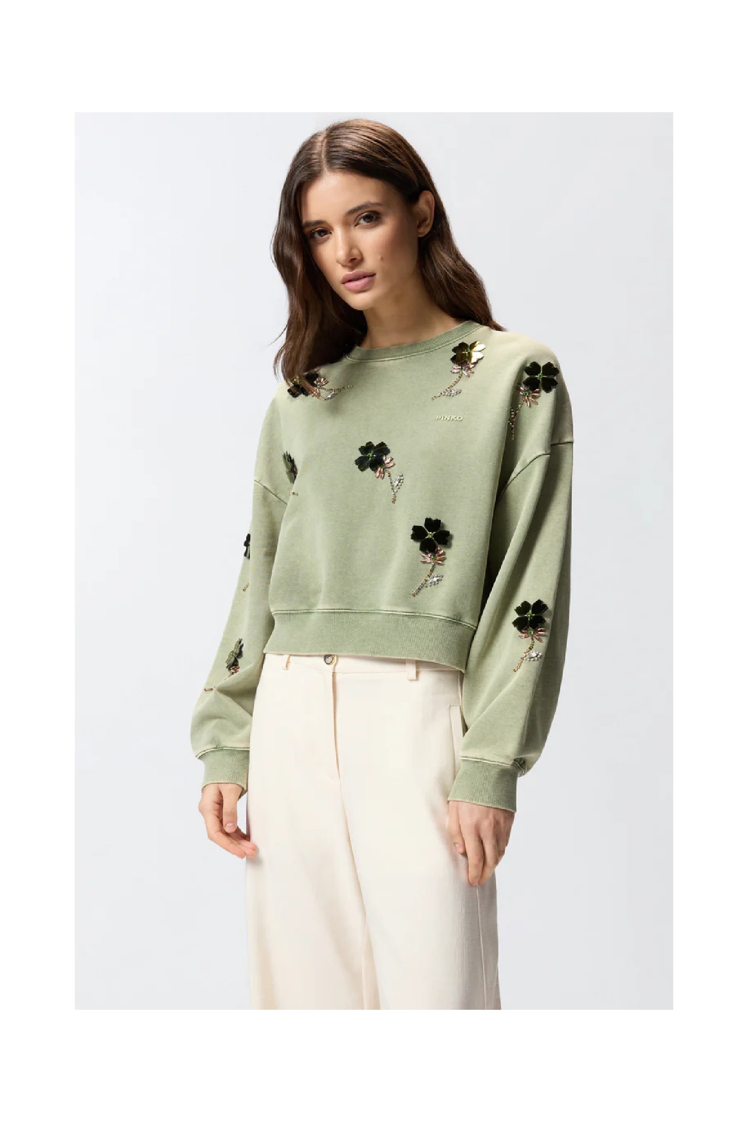 FELPA CON FIORI GIOIELLO PINKO