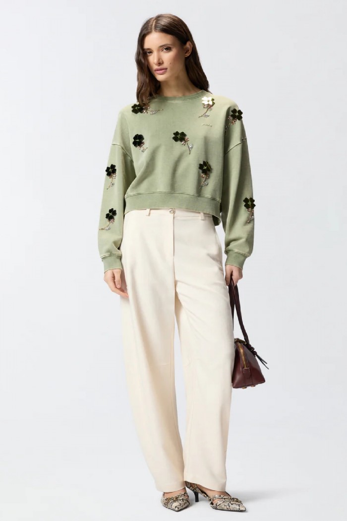 FELPA CON FIORI GIOIELLO PINKO