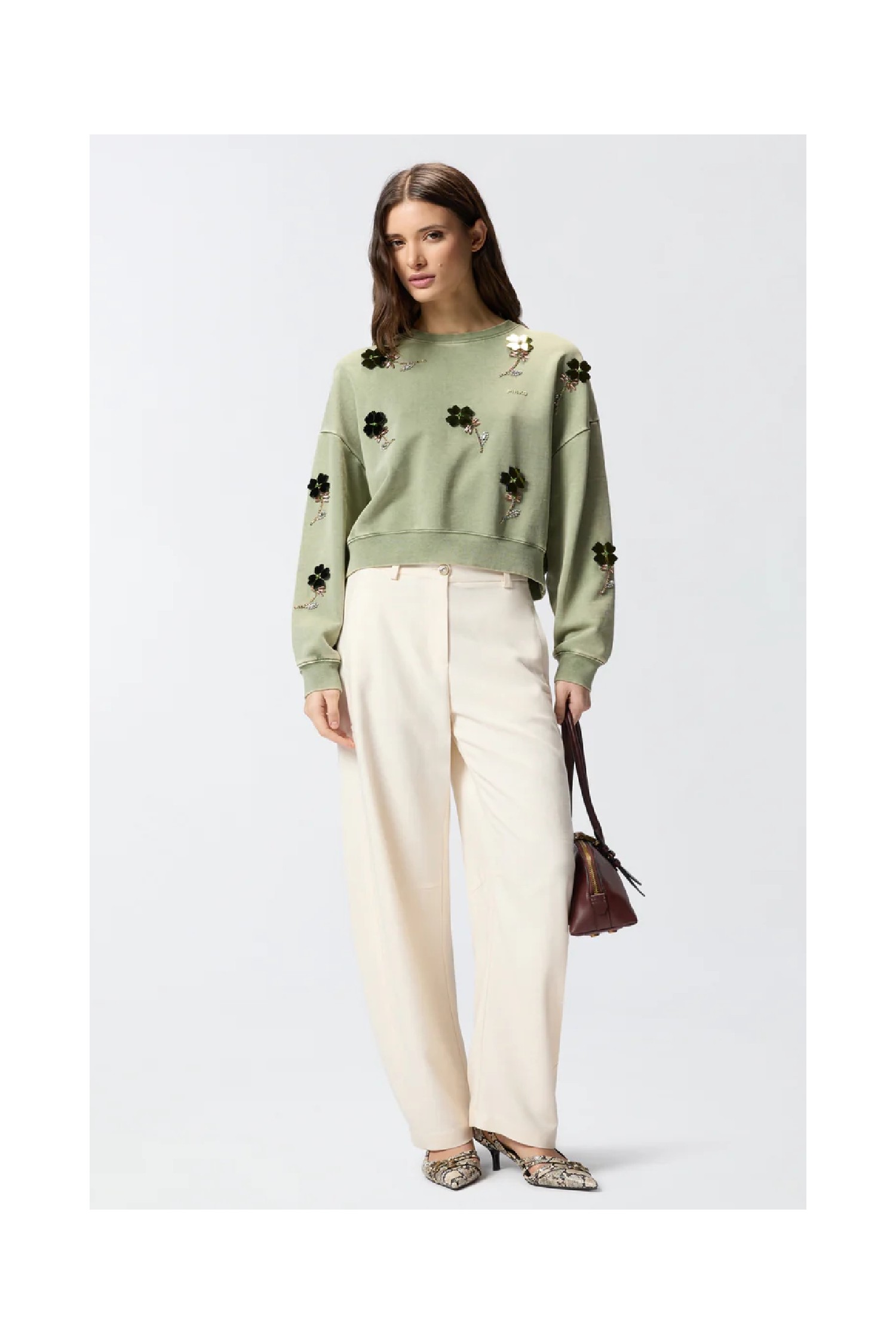 FELPA CON FIORI GIOIELLO PINKO