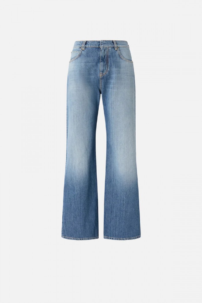 JEANS WIDE LEG CON SCOLORITURE PINKO