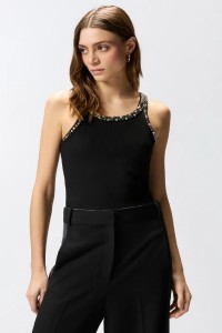 TOP A COSTINE CON RICAMI GIOIELLO PINKO