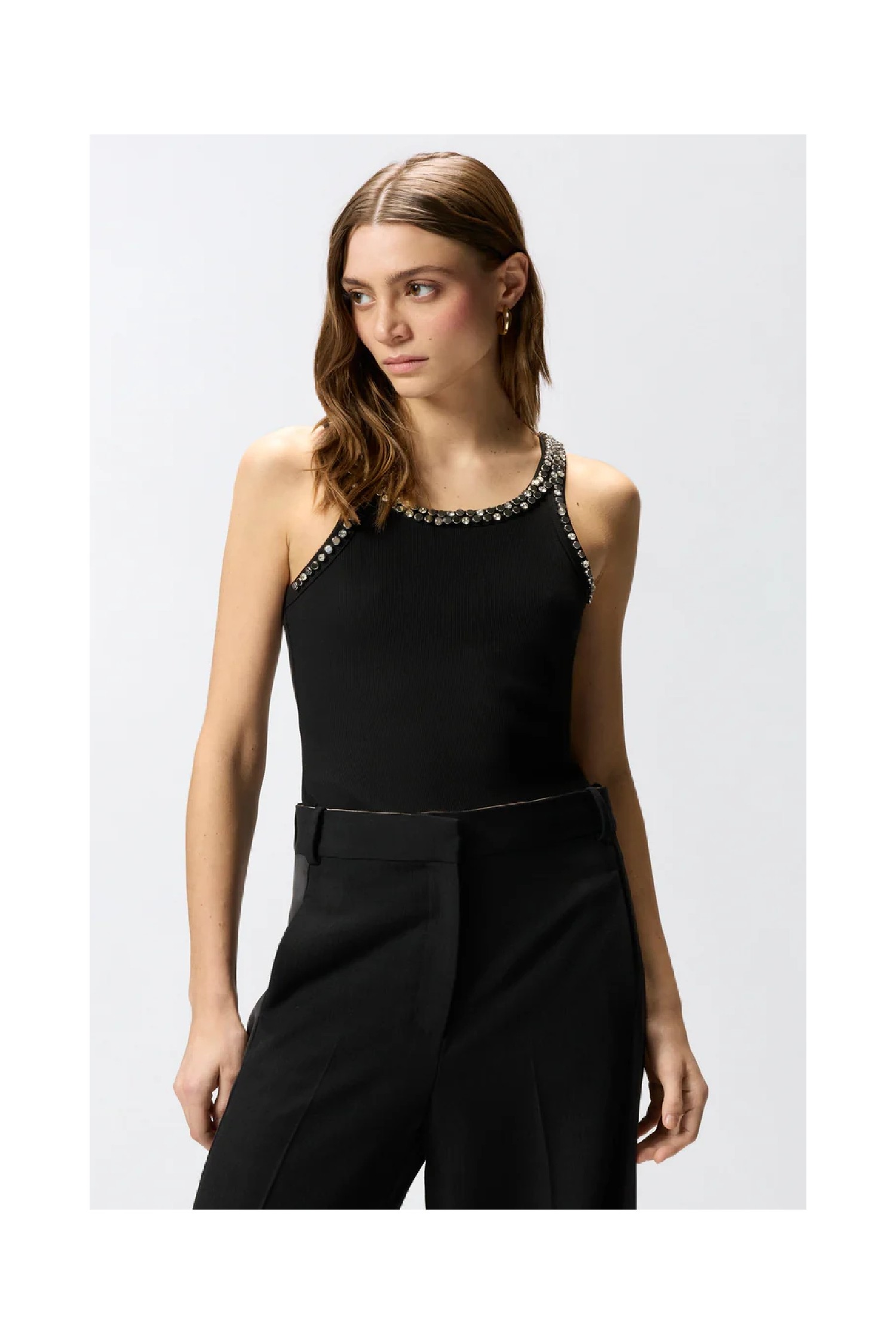 TOP A COSTINE CON RICAMI GIOIELLO PINKO