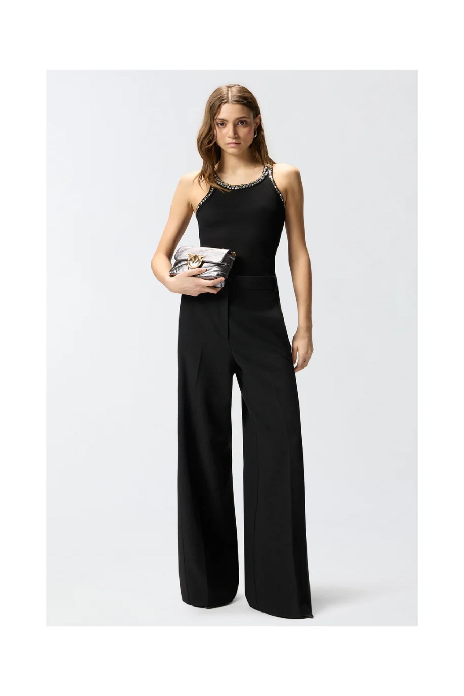 TOP A COSTINE CON RICAMI GIOIELLO PINKO
