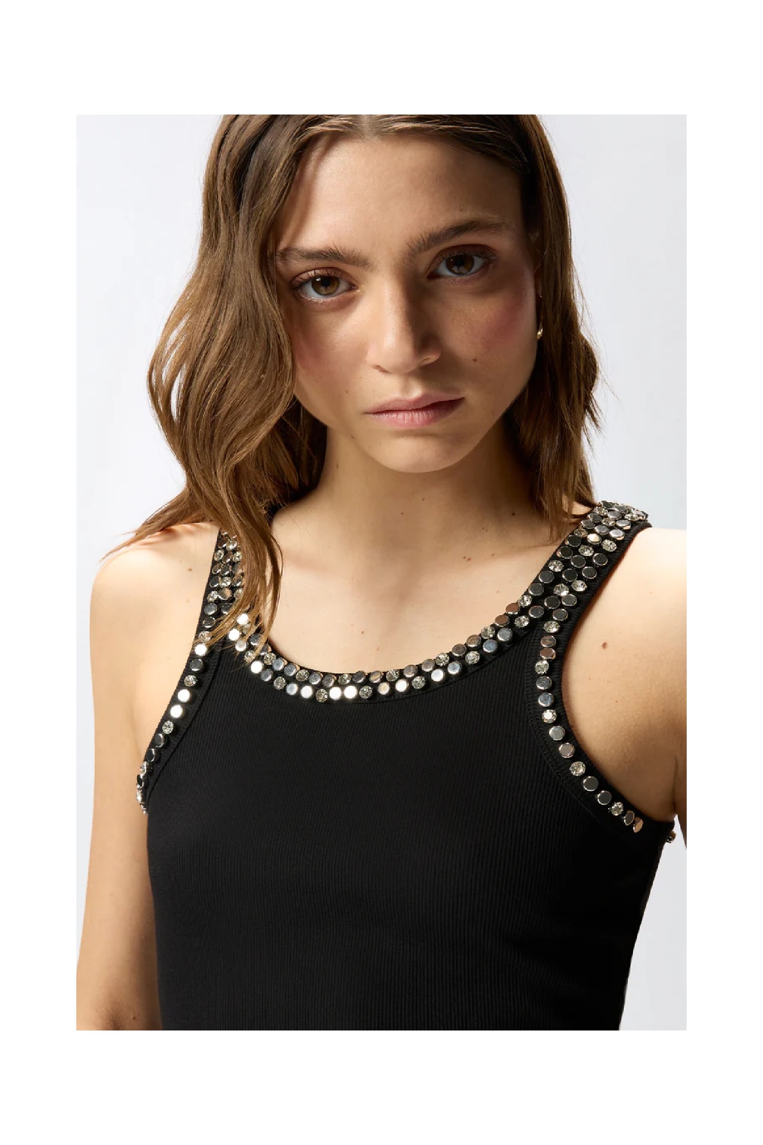 TOP A COSTINE CON RICAMI GIOIELLO PINKO