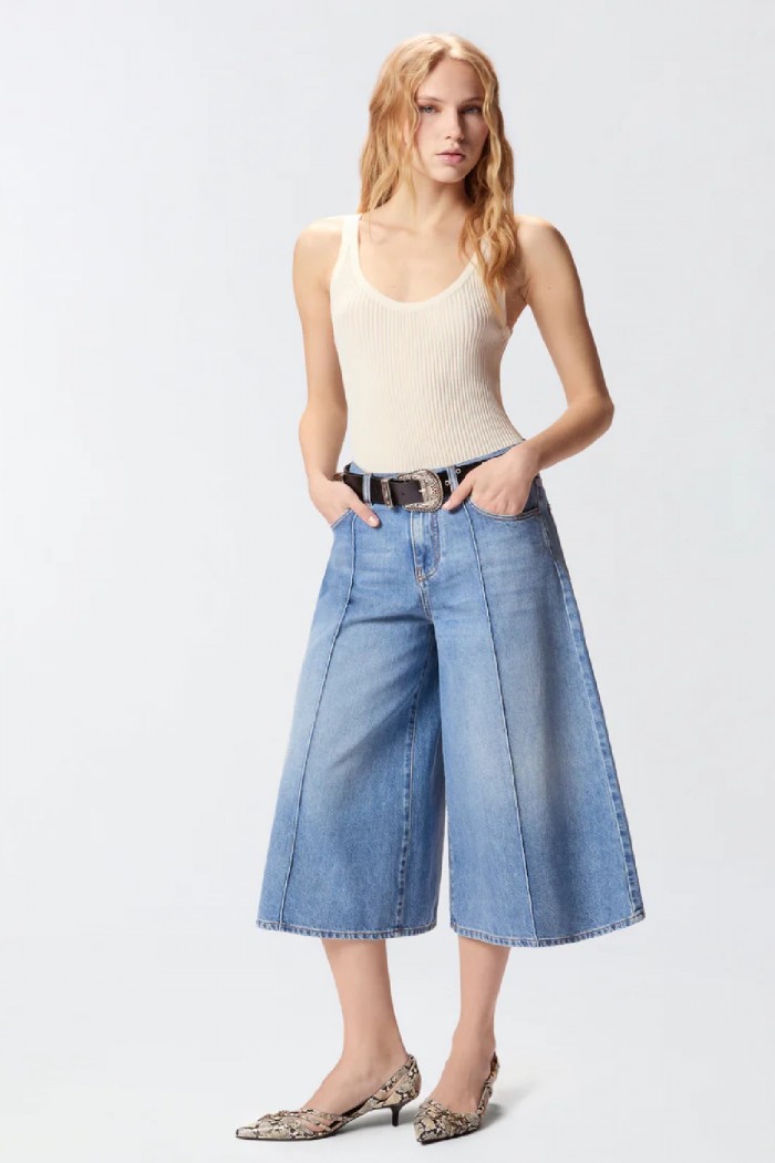 BERMUDA WIDE LEG IN DENIM PINKO