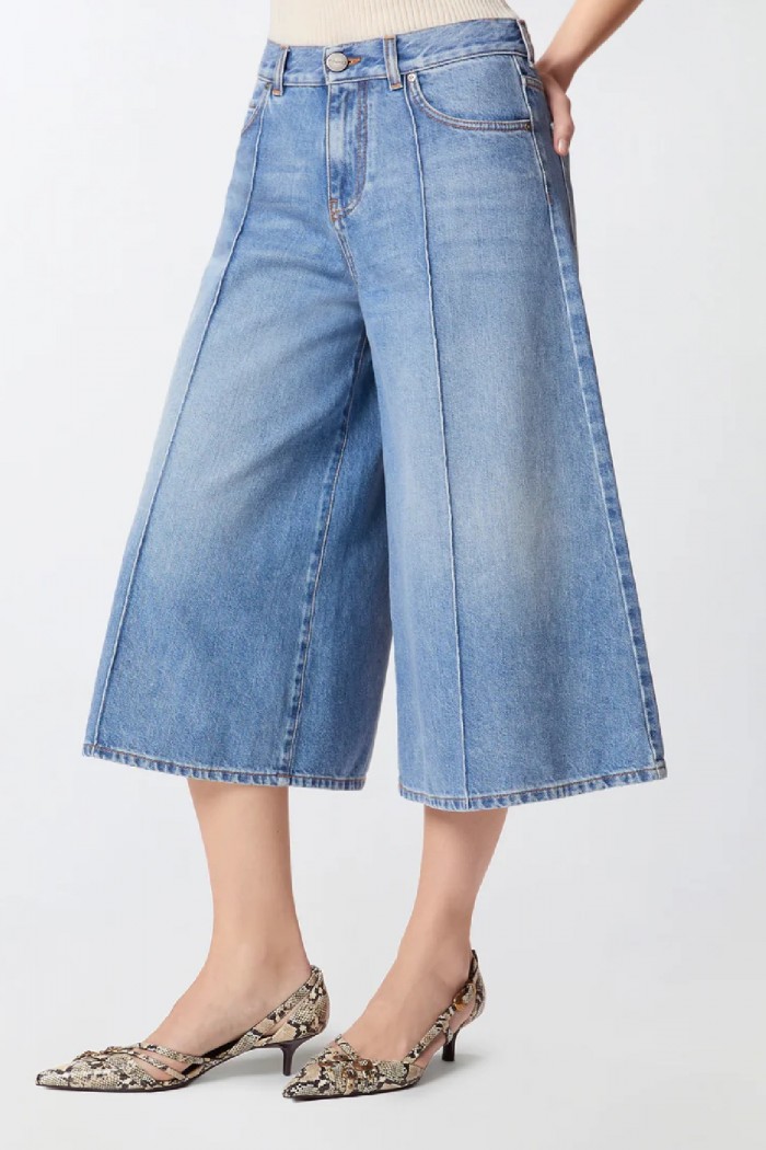 BERMUDA WIDE LEG IN DENIM PINKO