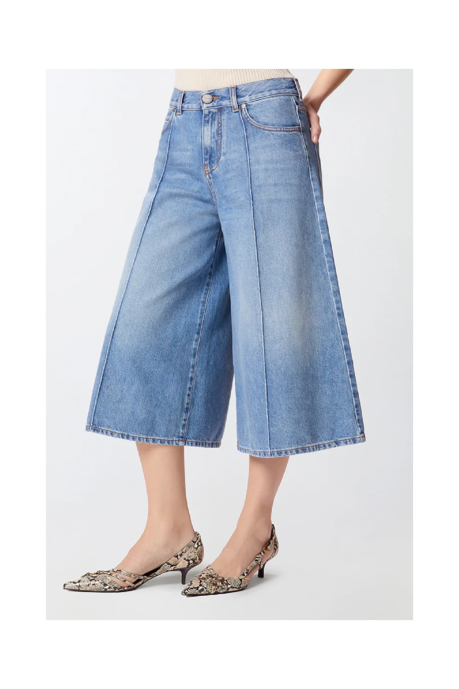 BERMUDA WIDE LEG IN DENIM PINKO