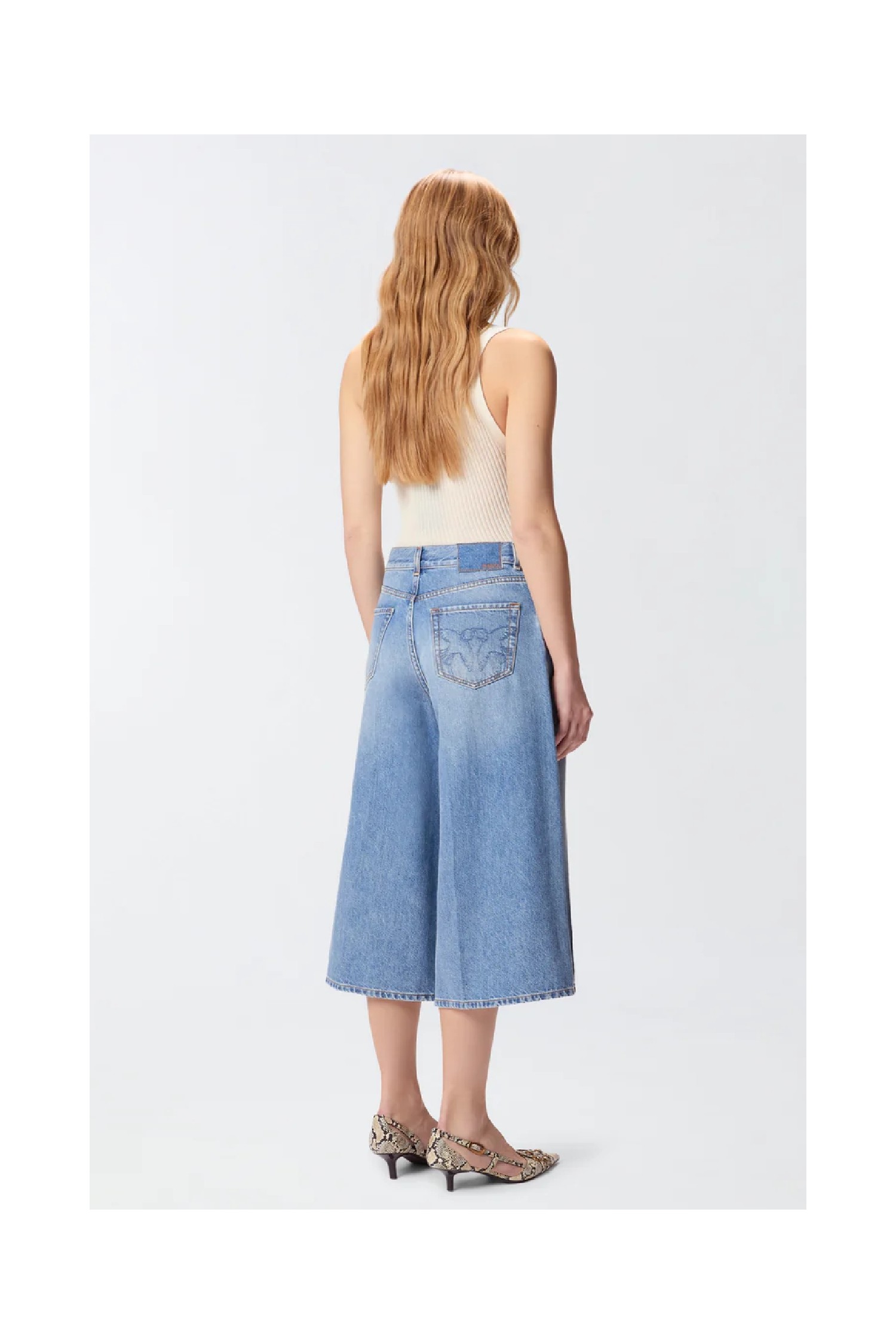 BERMUDA WIDE LEG IN DENIM PINKO