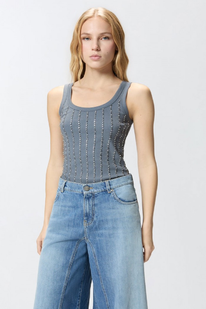 TOP CANOTTA CON DETTAGLI GIOIELLO  PINKO